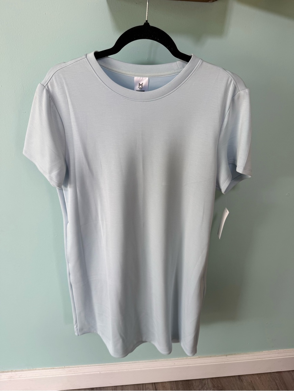 Members Mark Luxe Sandwash Light Blue Crewneck Short Sleeve T-Shirt Dress Size M